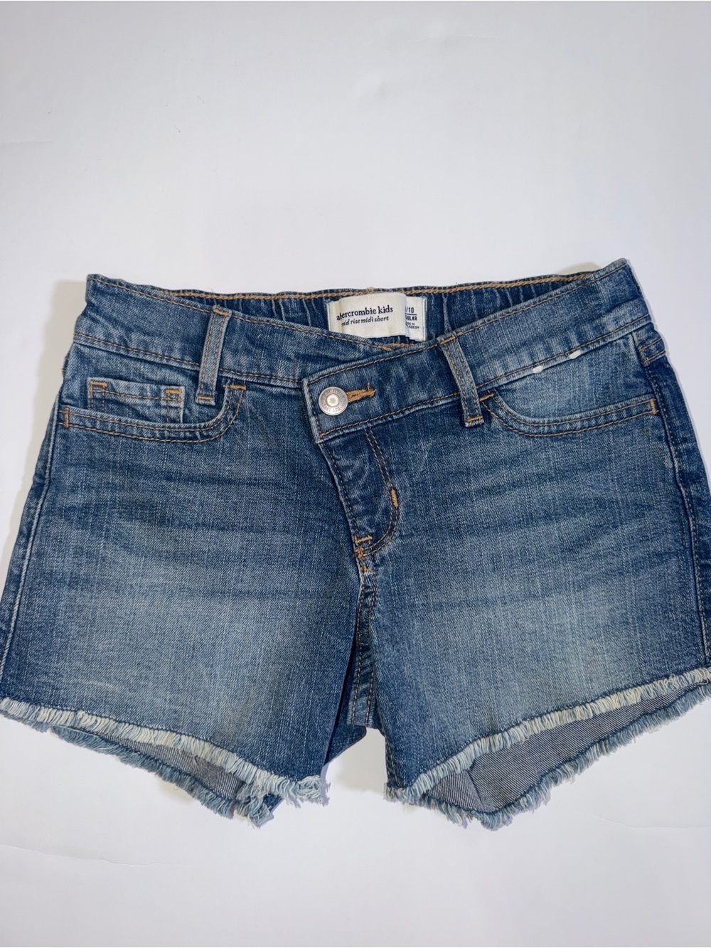 abercrombie kids Distressed Denim Cutoff Shorts in Blue Wash